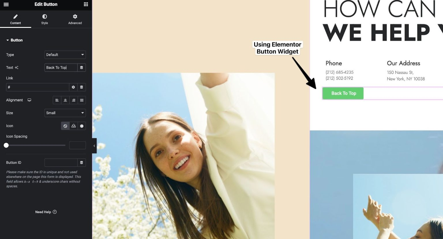 图片[3]-如何在Elementor中无插件创建滚动回到顶部按钮并优化用户体验-光子波动网 | 专业WordPress修复服务，全球范围，快速响应