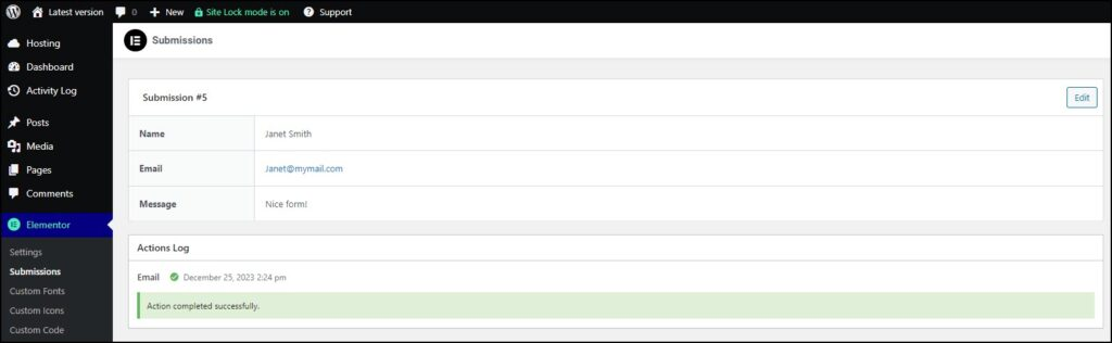 Imagen [4] - Cómo recopilar y gestionar datos de compromiso con los formularios de Elementor - Photon Flux | Servicio profesional de reparaciones de WordPress, cobertura global, respuesta rápida
