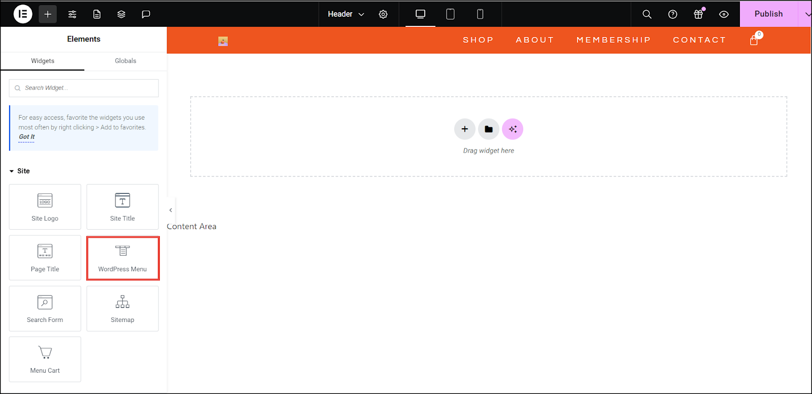 Image [12] - Comment utiliser Elementor pour changer le logo et le menu du site - Photon Flux | Service professionnel de réparation de WordPress, dans le monde entier, réponse rapide !
