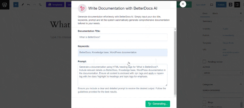 Image [5] - Create AI-generated Knowledge Base on WordPress using BetterDocs "Write With AI" - Photon Fluctuation Network | Professional WordPress Repair Service, Worldwide, Fast Response