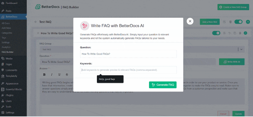 Image [6] - Create AI-generated Knowledge Base on WordPress using BetterDocs "Write With AI" - Photon Fluctuation Network | Professional WordPress Repair Service, Worldwide, Fast Response