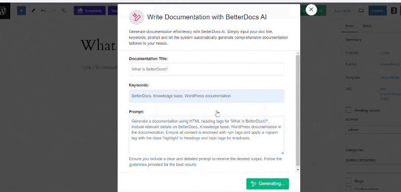 Image [7] - Create AI-generated Knowledge Base on WordPress with BetterDocs "Write With AI" - Photon Fluctuation Network | Professional WordPress Repair Service, Worldwide, Fast Response