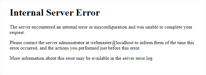 Internal server error page on Apache Internal server error page on Apache