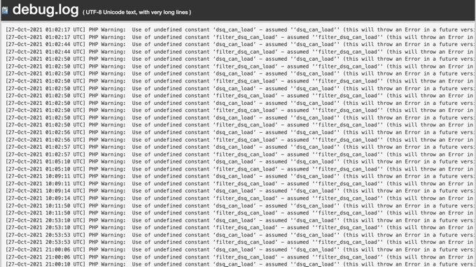 Error Log Debug Log Example Debug.log contains error messages and timestamps