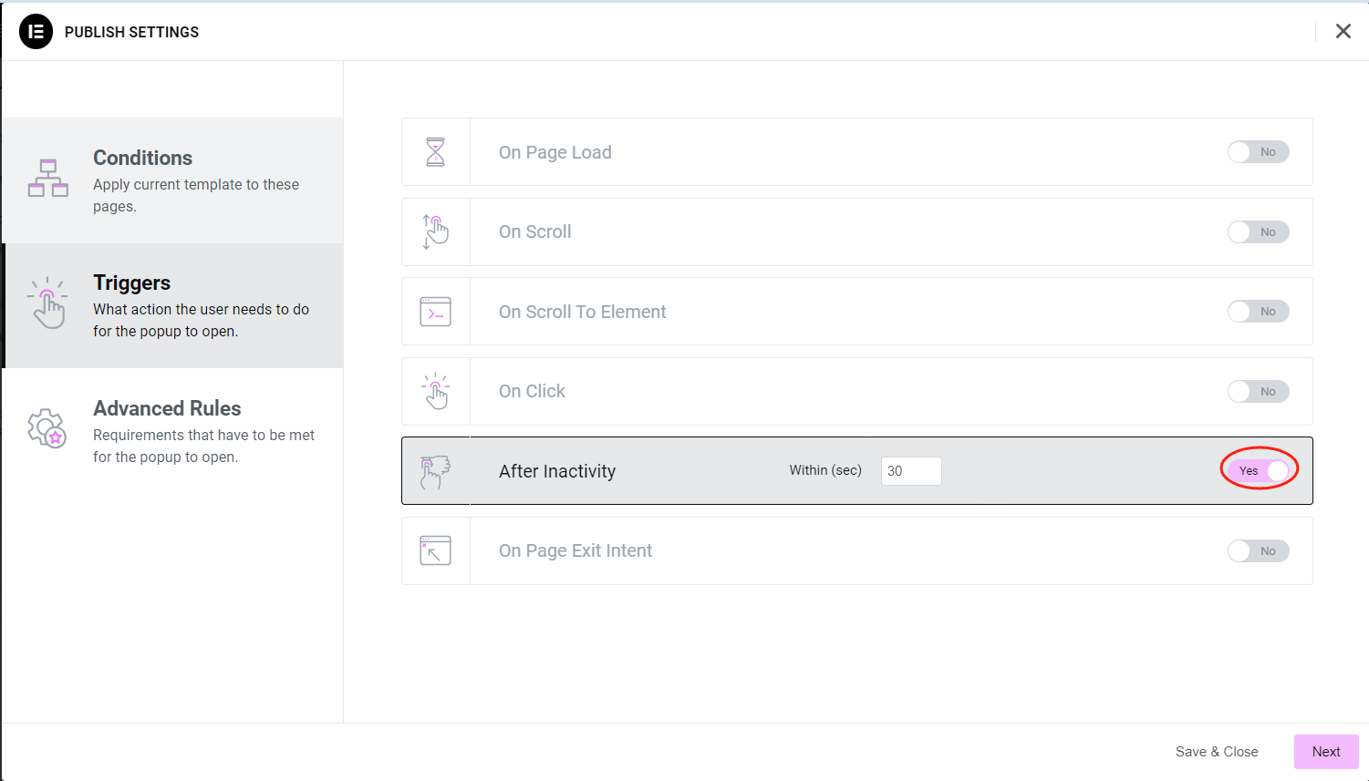 Imagen[16]-Cómo usar Elementor para crear ventanas emergentes de cuenta atrás activadas por inactividad a pantalla completa para mejorar las tasas de conversión de los usuarios - Photon Fluctuation Network | Servicio profesional de reparación de WordPress, en todo el mundo, respuesta rápida