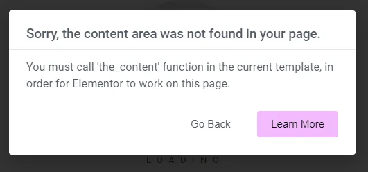 图片[1]-如何修复 Elementor 中的“在您的页面中没有找到该内容区域！”错误-光子波动网 | 专业WordPress修复服务，全球范围，快速响应