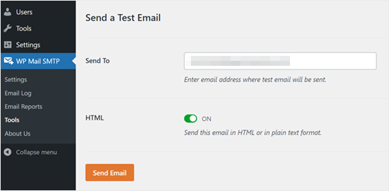 Sending test emails using WP Mail SMTP Sending test emails using WP Mail SMTP