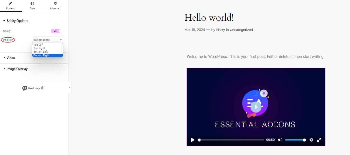 图片[6]-使用Elementor创建粘性视频，提高用户互动和视频观看次数的完整指南-光子波动网 | 专业WordPress修复服务，全球范围，快速响应