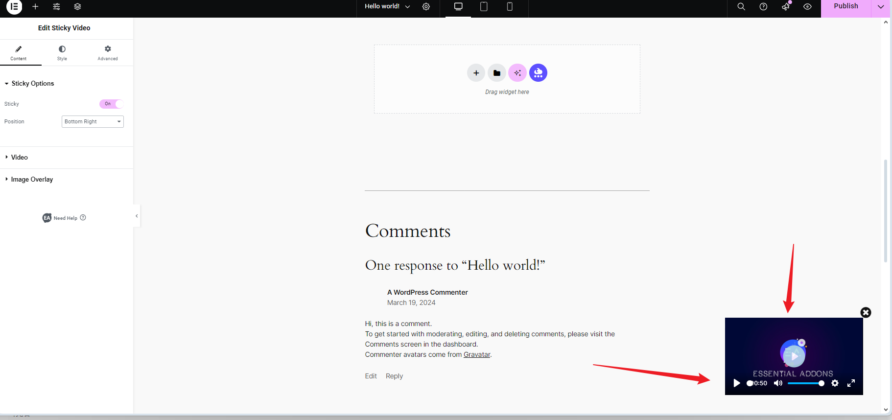 图片[7]-使用Elementor创建粘性视频，提高用户互动和视频观看次数的完整指南-光子波动网 | 专业WordPress修复服务，全球范围，快速响应