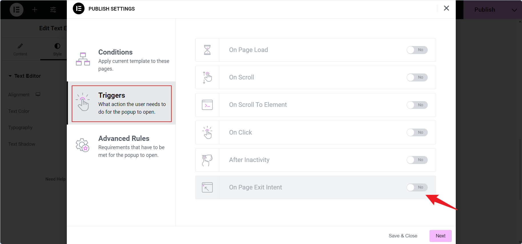 图片[10]-如何使用 Elementor Pro 创建退出意图弹出窗口-光子波动网 | 专业WordPress修复服务，全球范围，快速响应