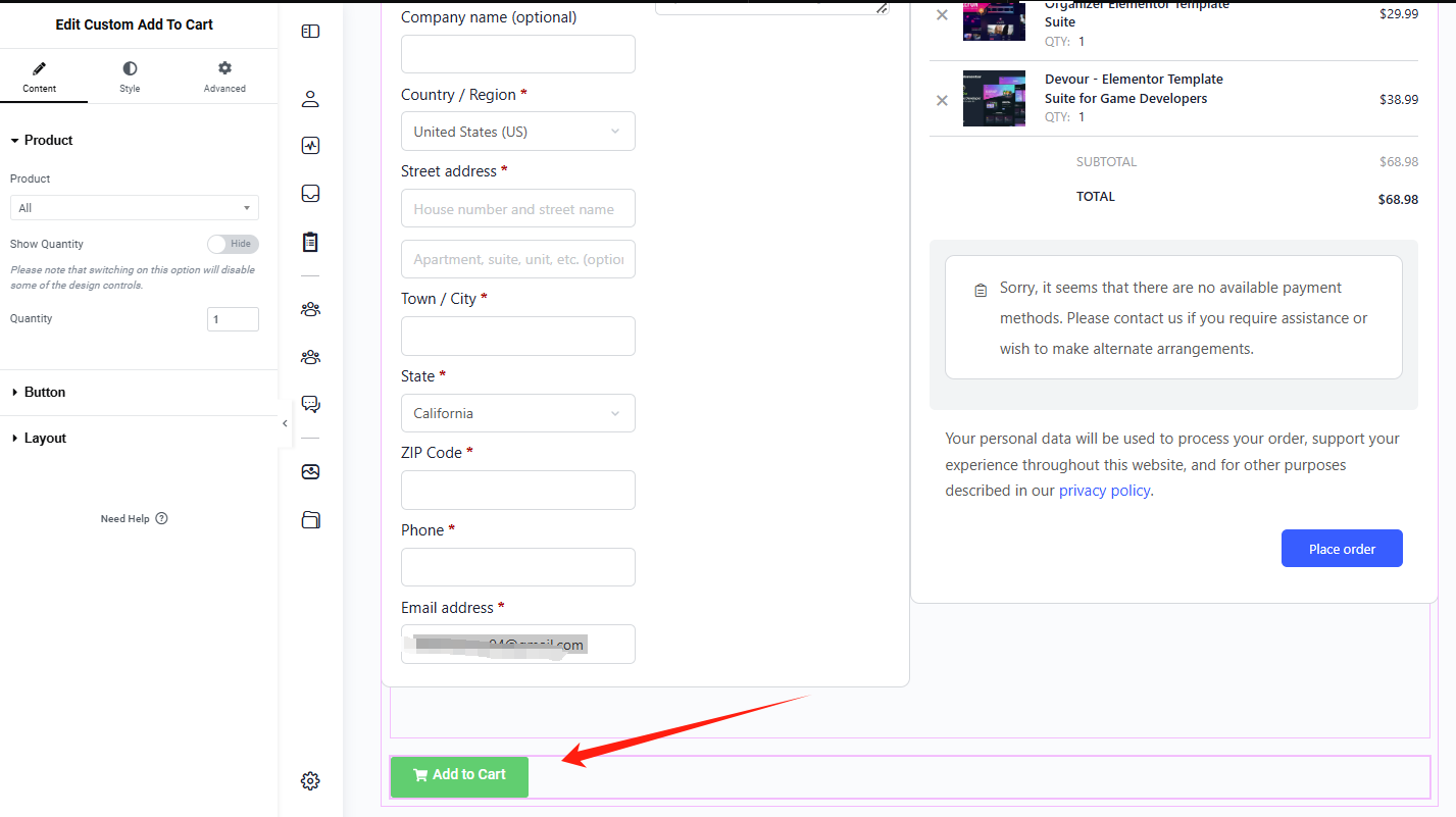 Imagen [14] - Cómo personalizar las páginas del carrito de la compra de WooCommerce con Elementor - Guía completa para aumentar las conversiones