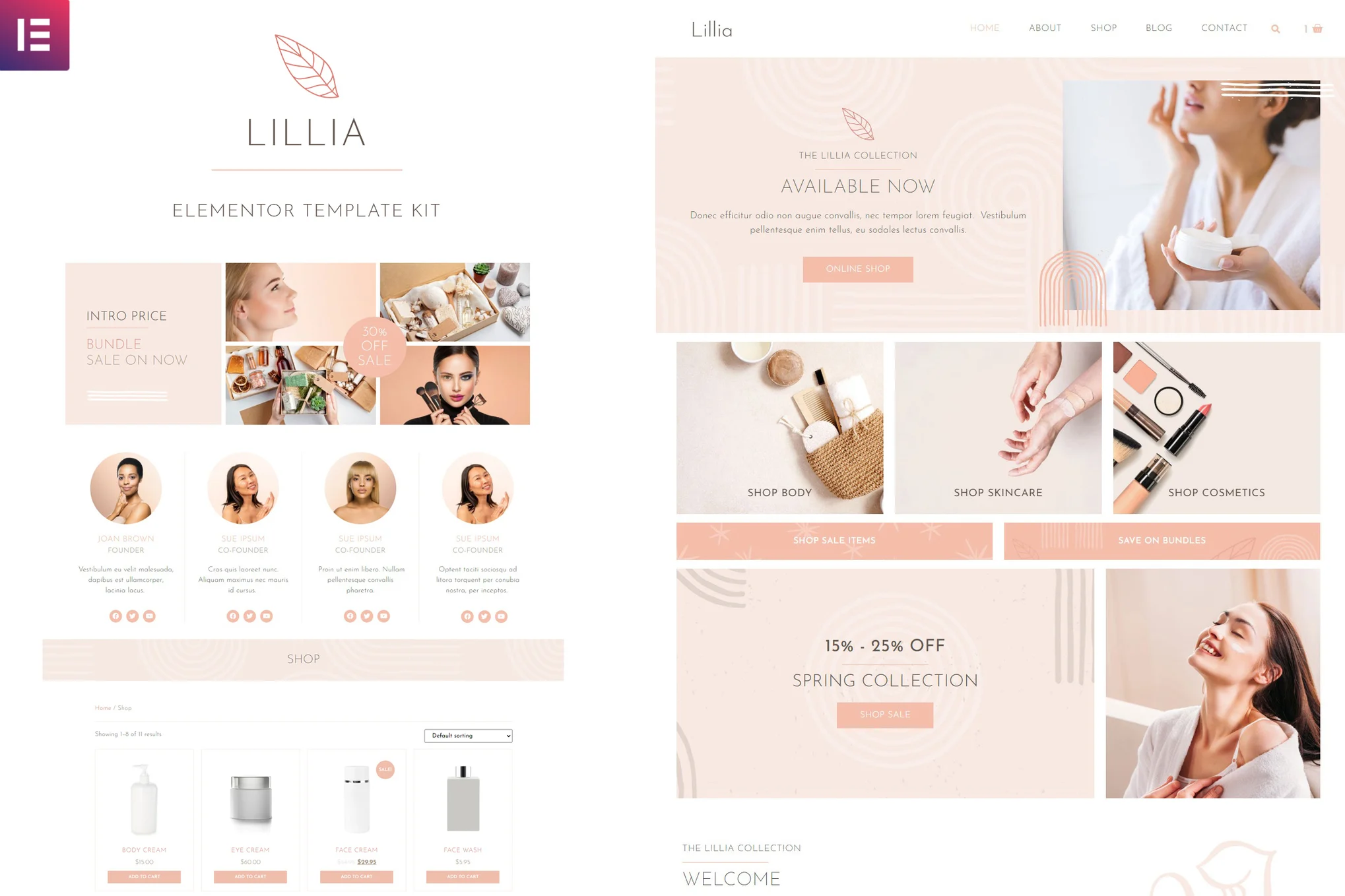 Lillia - 美容护肤 Elementor 模板套件-光子波动网 | 专业WordPress修复服务，全球范围，快速响应