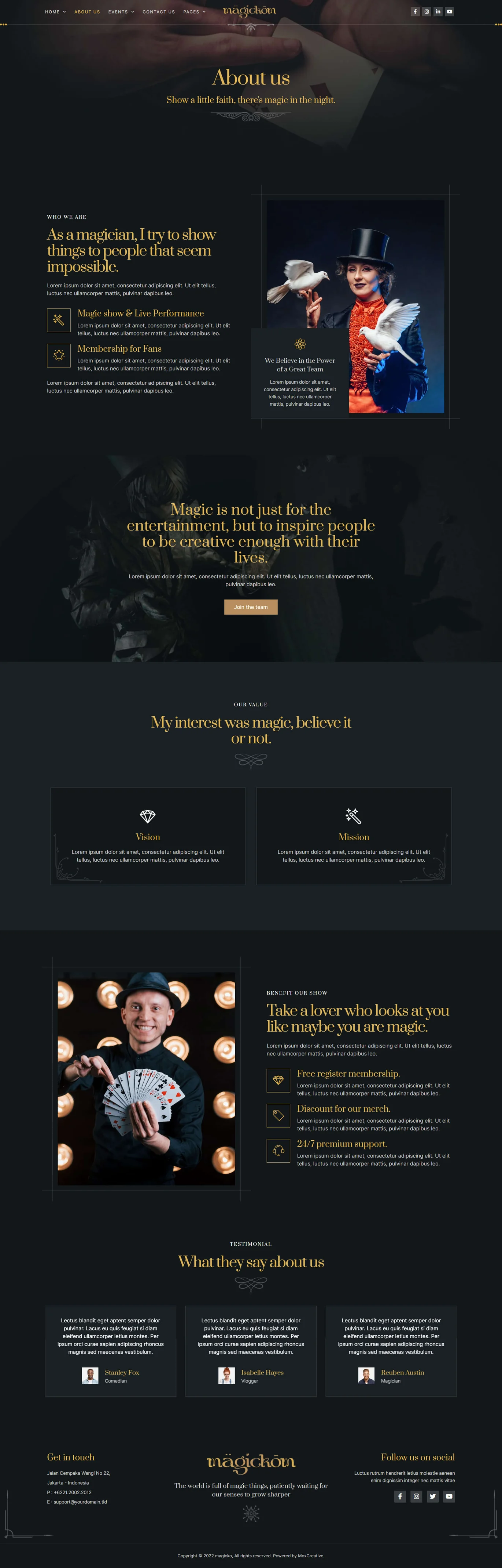 Image [1] - Magickom Elementor template suite: create professional website for magicians and entertainment events