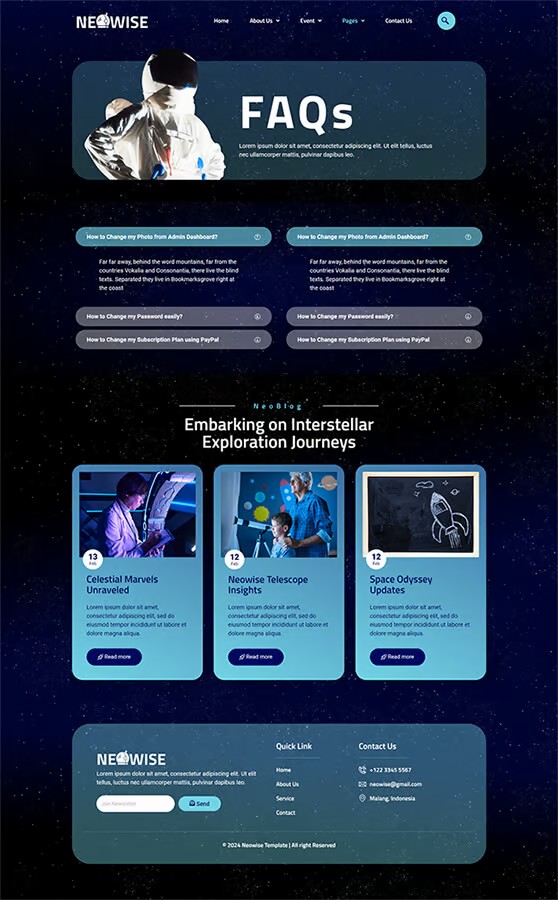 图片[1]-Neowise Elementor 模板包安装与使用指南 | 专为天文学爱好者设计的网站模板