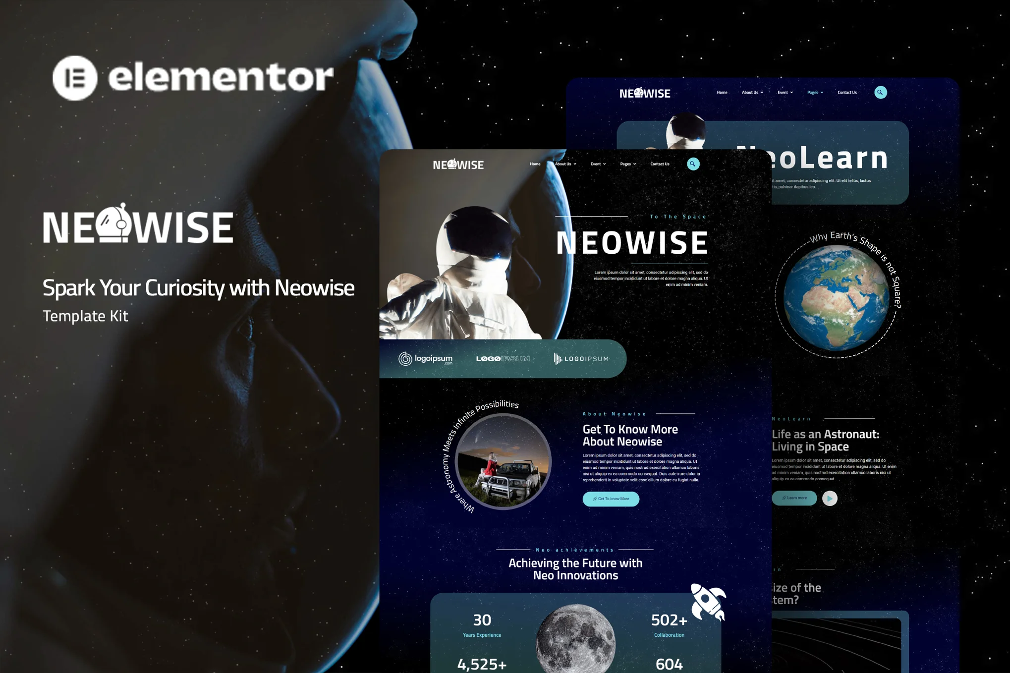 Neowise - Elementor Template Pack (Diseño de sitios web de astronomía) - photonwave.com | Servicio profesional de reparación de WordPress, alcance global, respuesta rápida