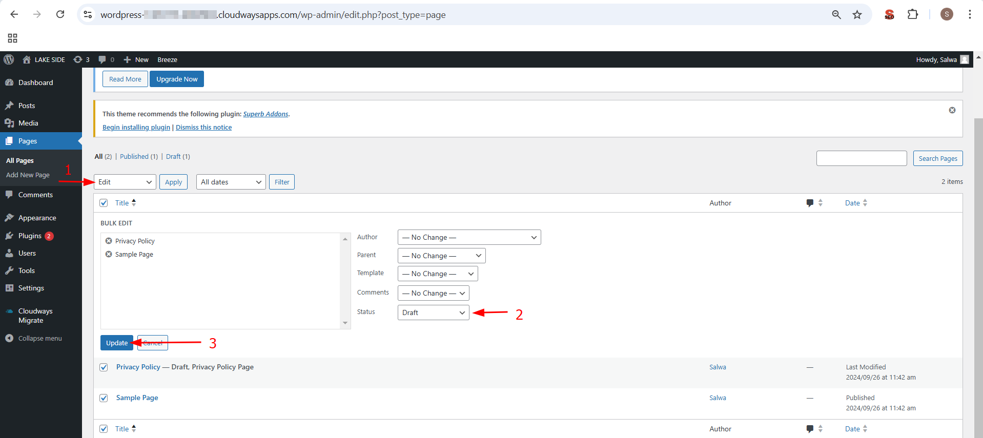 Imagen [5] - Una guía completa sobre cómo despublicar páginas, entradas y sitios web de WordPress