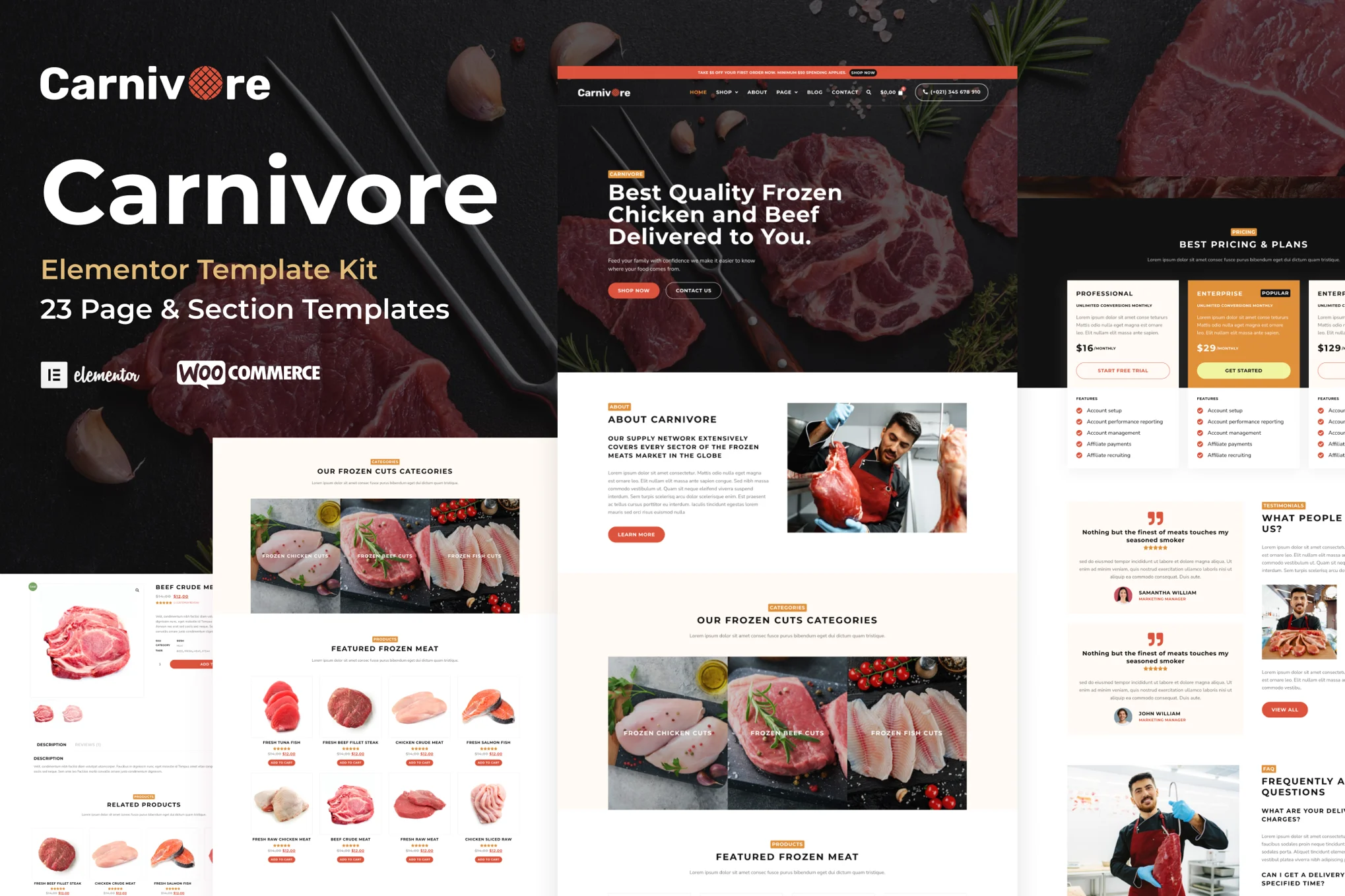 Carnivore - 肉铺与屠宰店 Elementor Pro 模板套件-光子波动网 | 专业WordPress修复服务，全球范围，快速响应