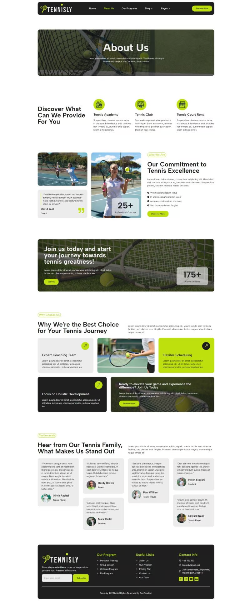 Imagen [2] - Tennisly - Tennis Schools & Sports Clubs Elementor Template Suite Introducción - Photon Flux | Servicio profesional de reparación de WordPress, en todo el mundo, respuesta rápida