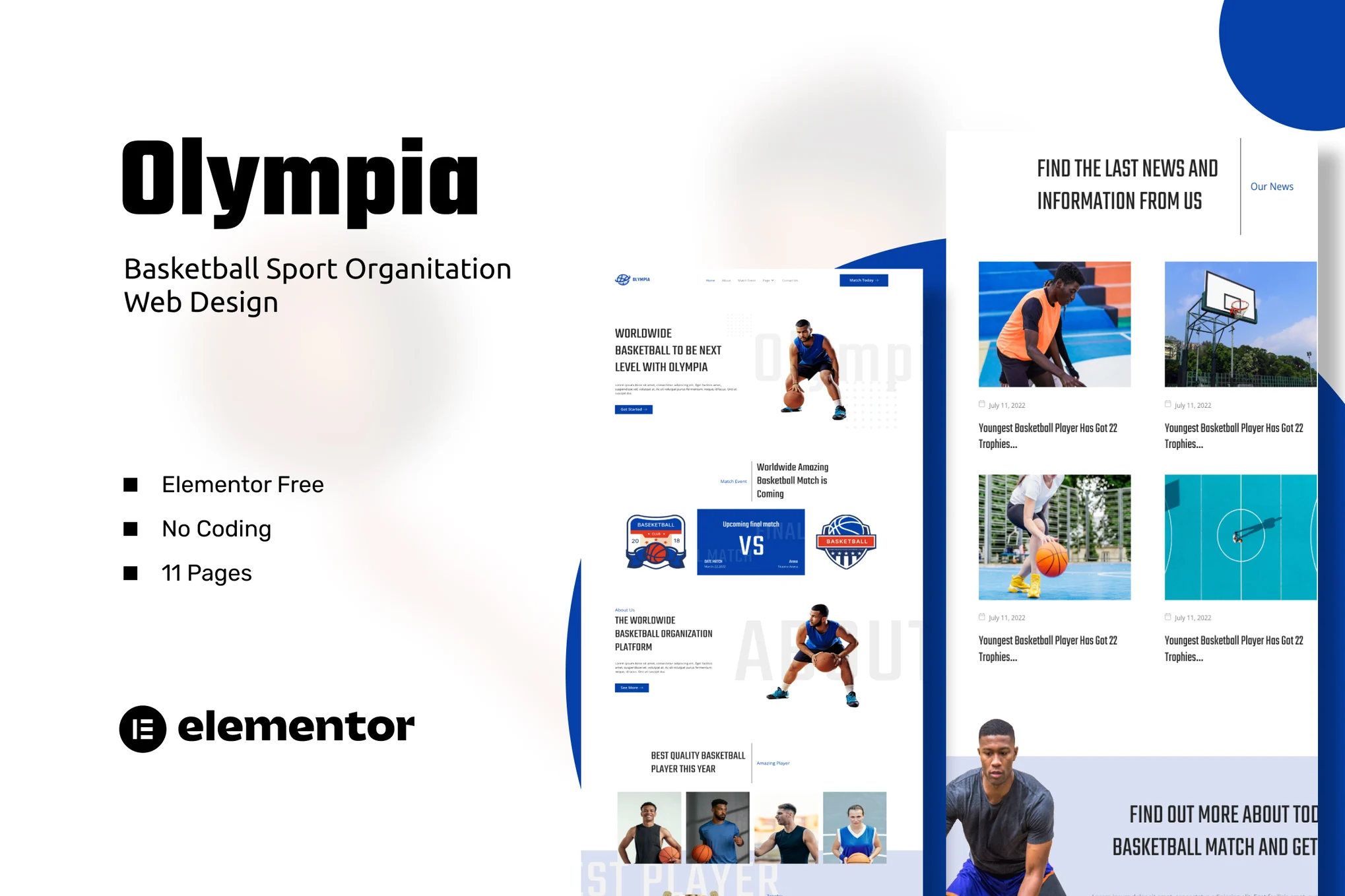 Olympia - 篮球运动组织 Elementor 模板套件-光子波动网 | 专业WordPress修复服务,全球范围,快速响应
