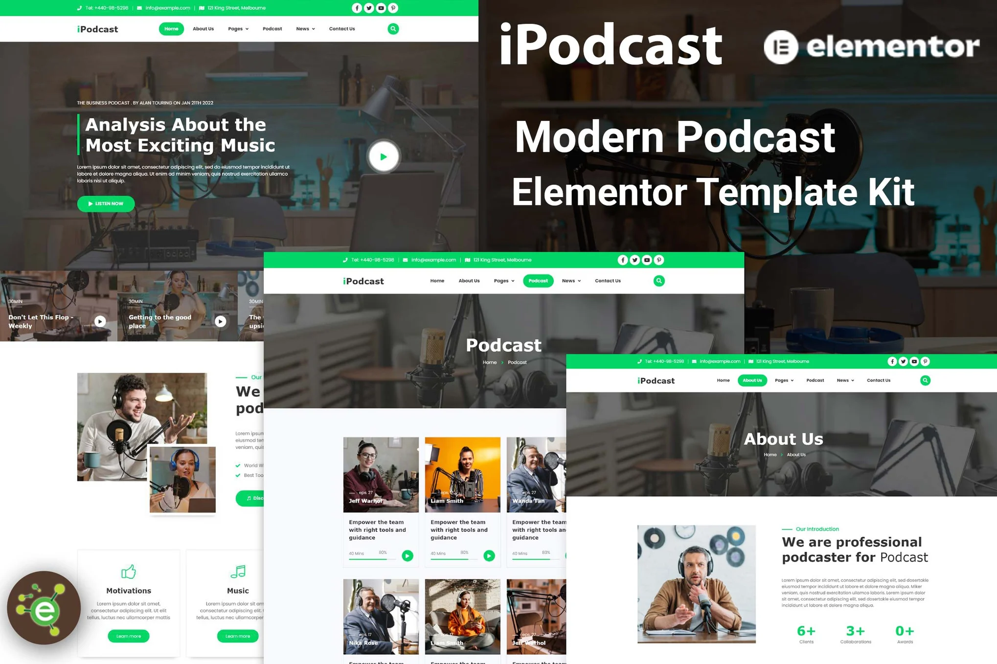 iPodcast - 现代播客 Elementor 模板套件-光子波动网 | 专业WordPress修复服务，全球范围，快速响应