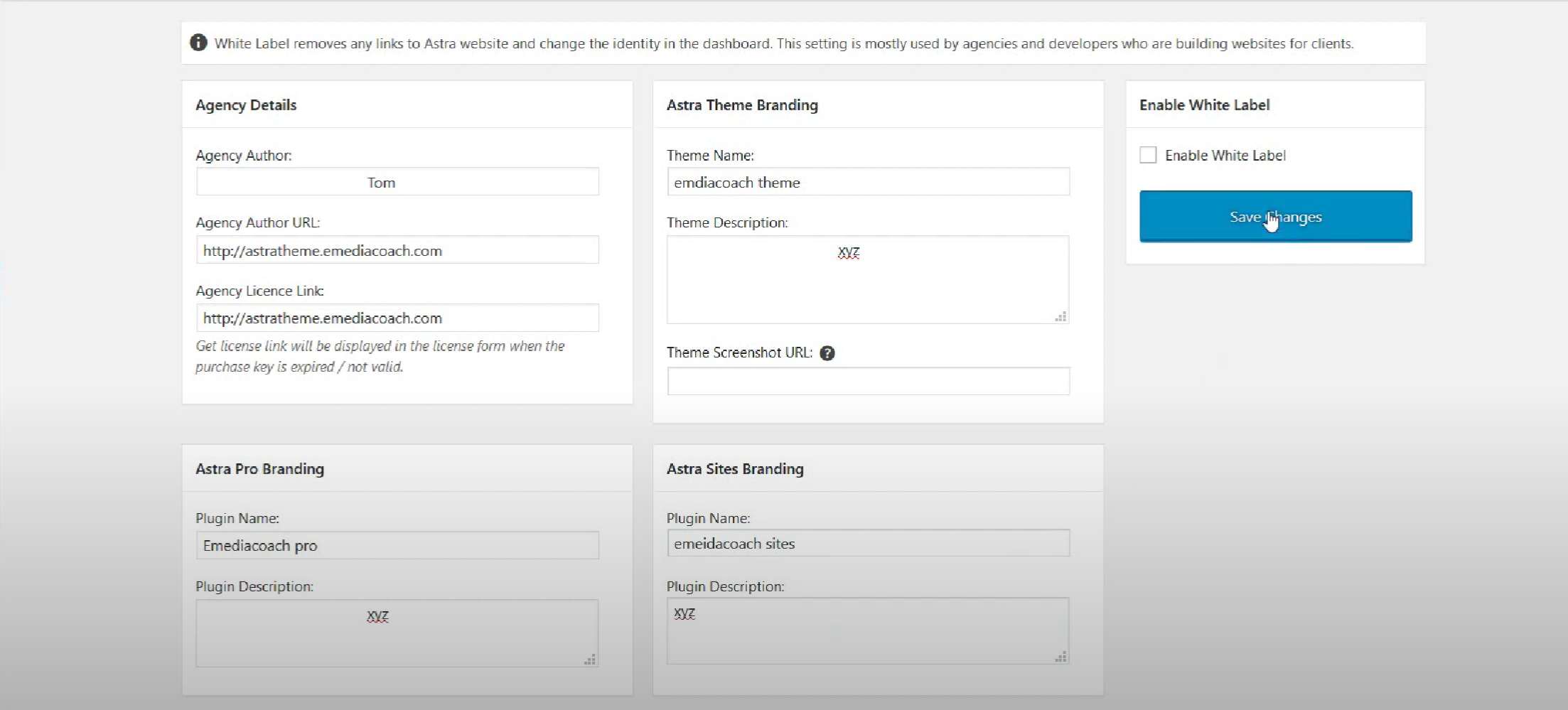 Imagen [7] - Astra Theme White Label Feature Tutorial: Cómo personalizar el logotipo de la marca y eliminar el logotipo predeterminado de Astra