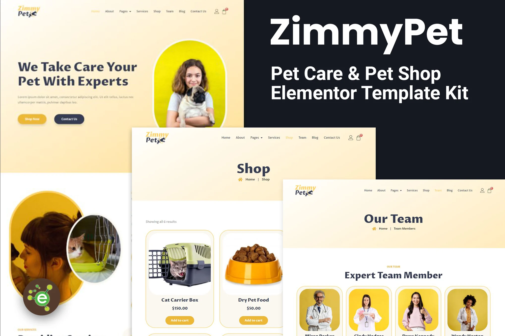 ZimmyPet - 宠物护理与商店 Elementor 模板套件-光子波动网 | 专业WordPress修复服务,全球范围,快速响应