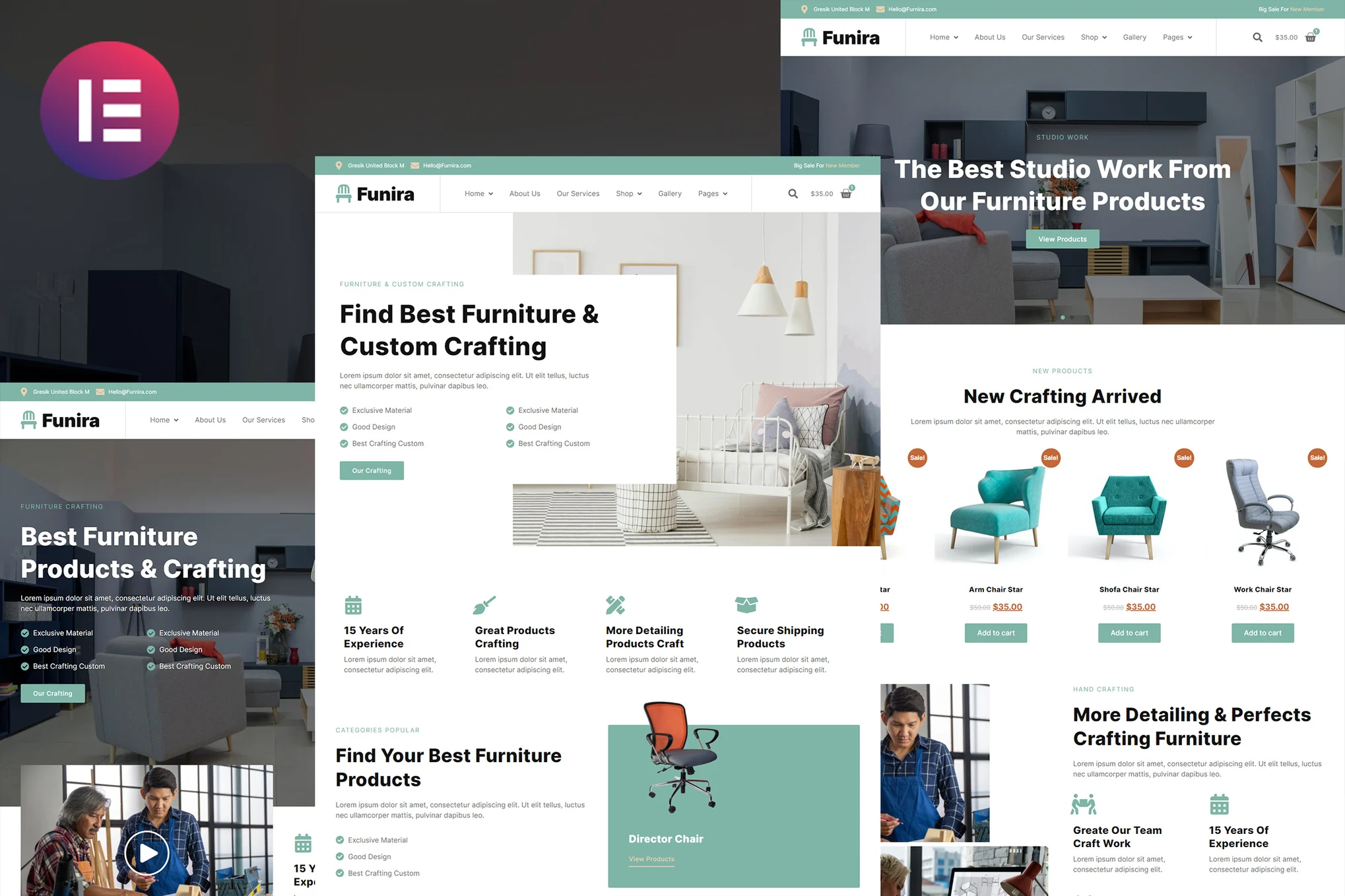 Funira - 定制手工家具 Elementor 模板套件-光子波动网 | 专业WordPress修复服务,全球范围,快速响应