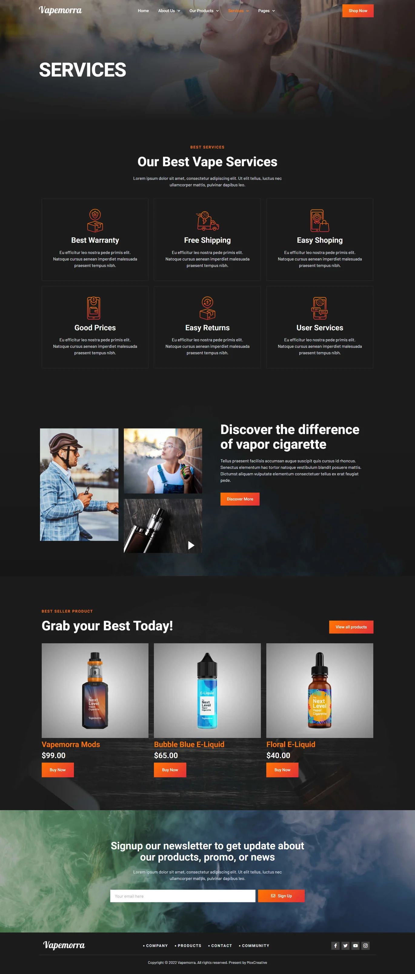 Image [2] - Vapemorra - Electronic Cigarette Store Elementor Template Kit - Photon Fluctuation Network | Professional WordPress Repair Service, Global Reach, Fast Response