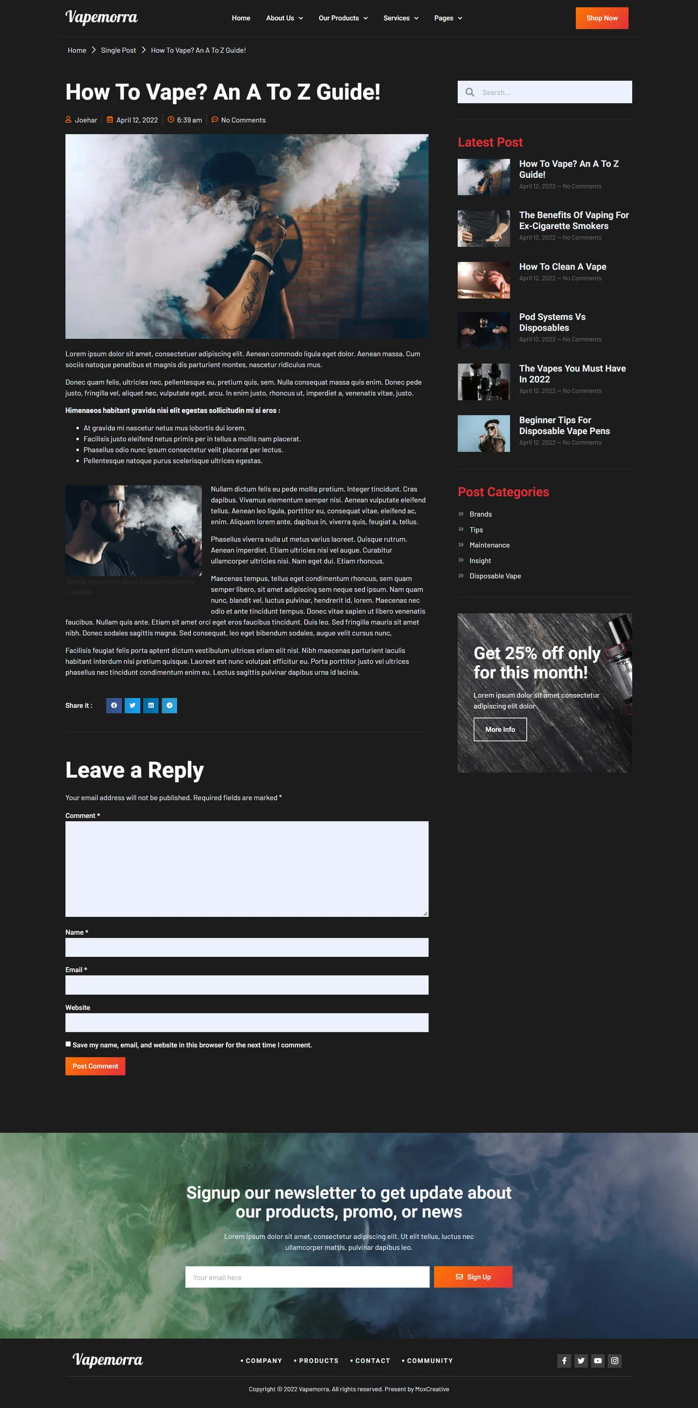 Image [3] - Vapemorra - Electronic Cigarette Store Elementor Template Kit - Photon Fluctuation Network | Professional WordPress Repair Service, Global Reach, Fast Response