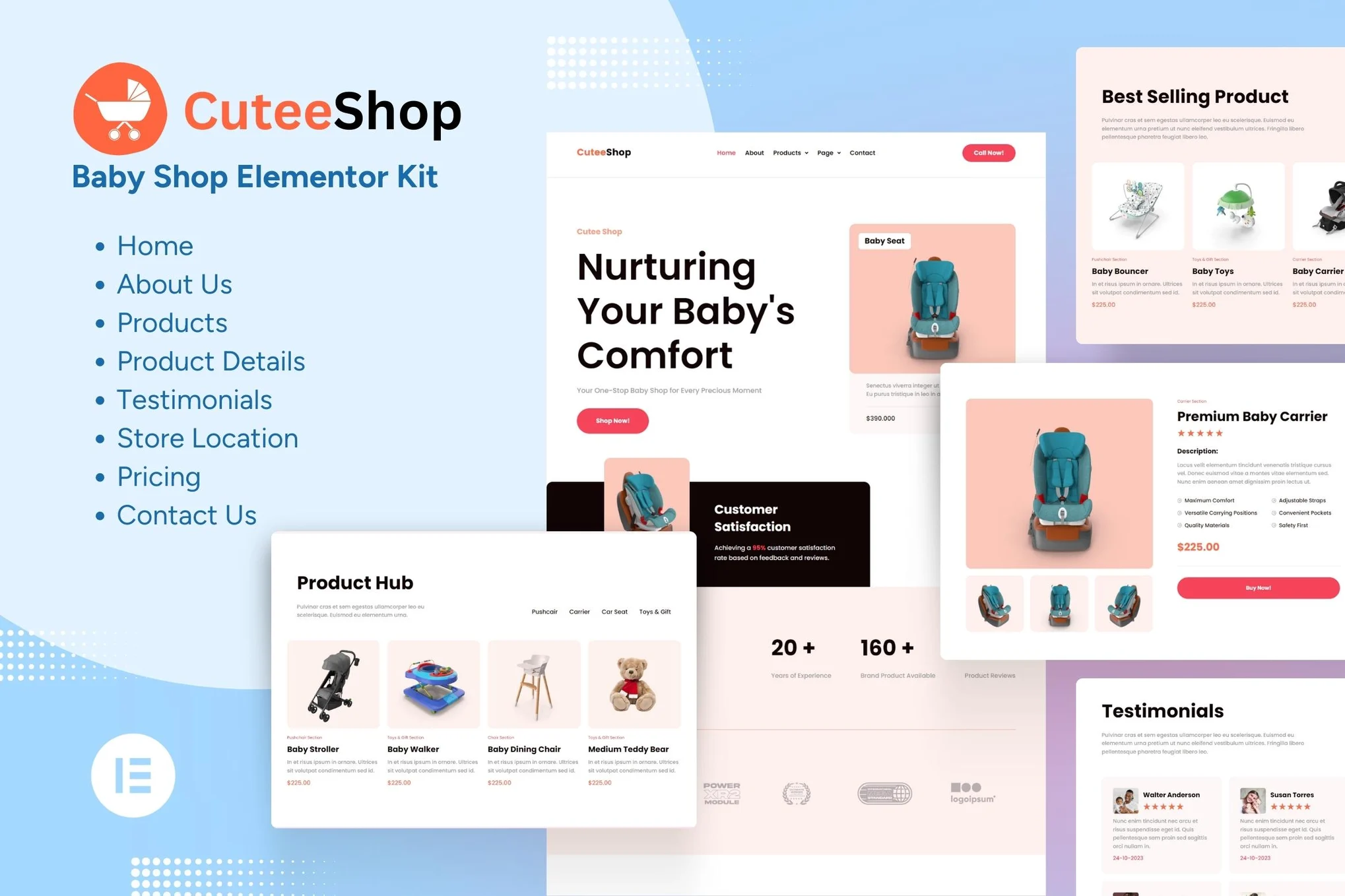 CuteeShop - 儿童与婴儿电商 Elementor 模板套件-光子波动网 | 专业WordPress修复服务,全球范围,快速响应