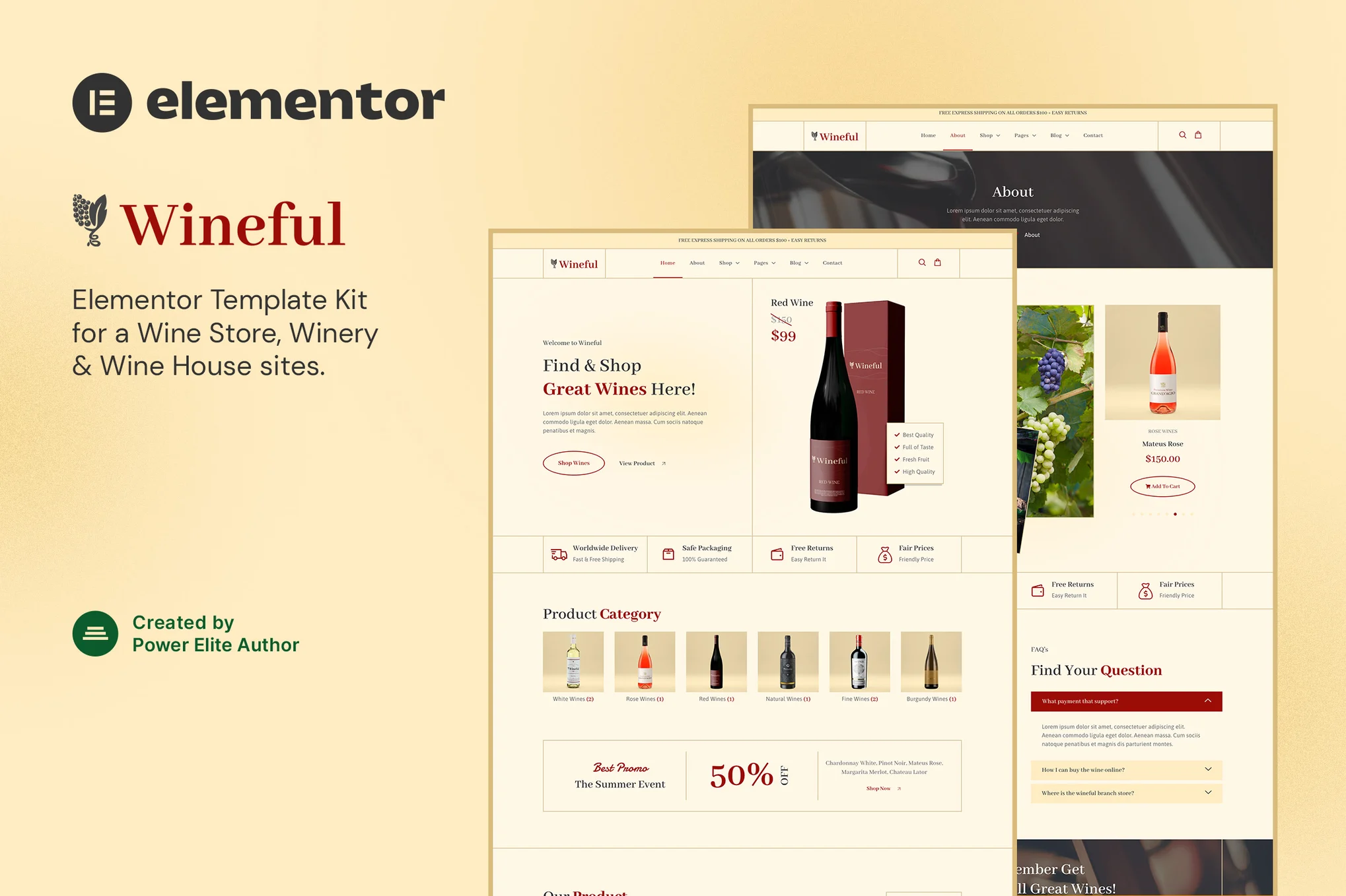 Wineful – 酒店和酿酒厂 Elementor 模板包-光子波动网 | 专业WordPress修复服务,全球范围,快速响应