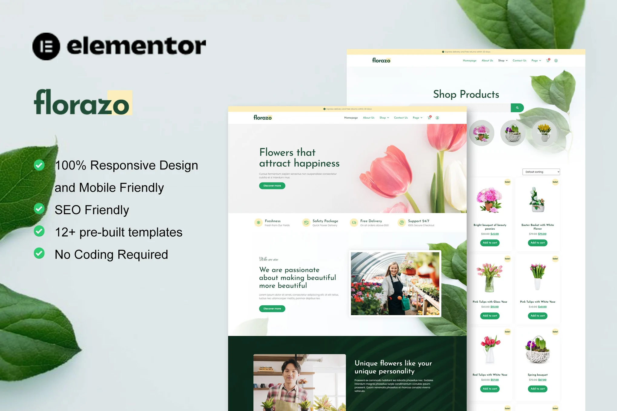 Florazo - WooCommerce 花店与鲜花商店 Elementor 模板包-光子波动网 | 专业WordPress修复服务，全球范围，快速响应