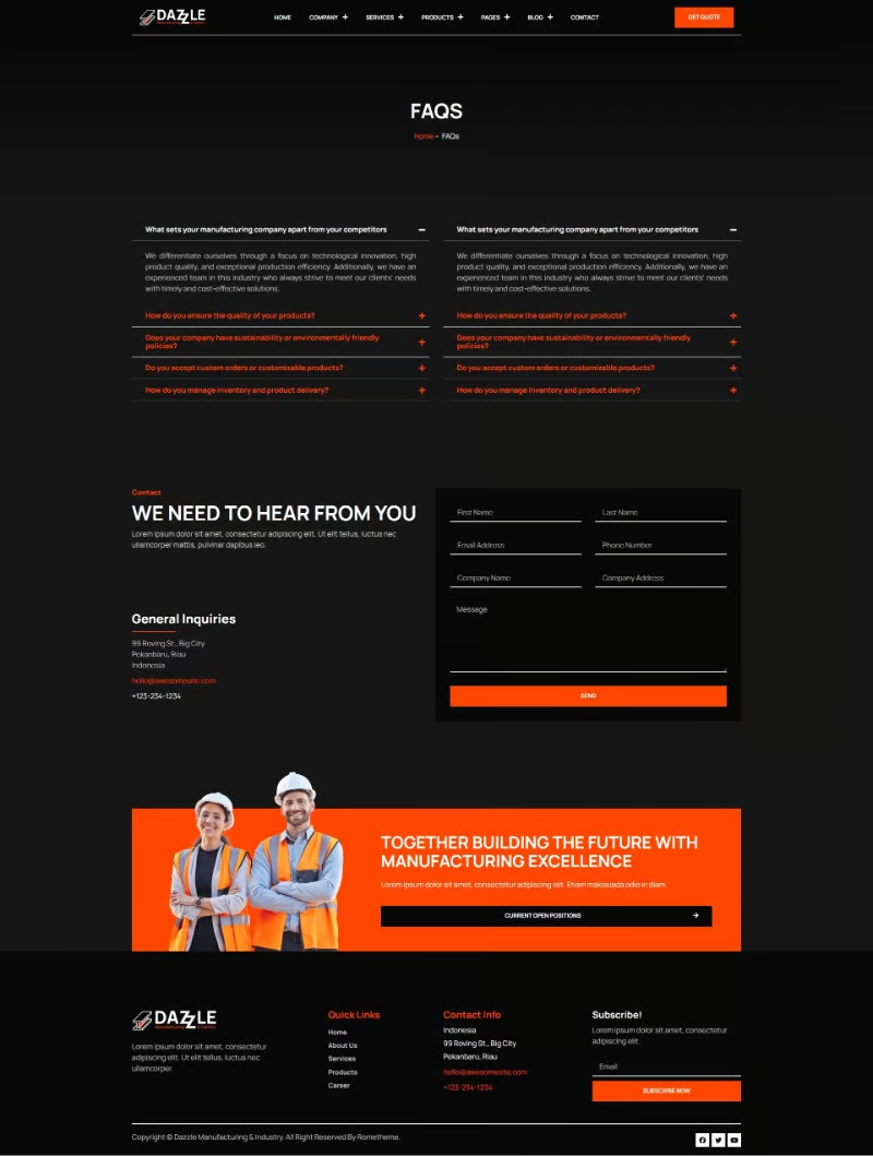 Imagen [3] - Dazzle - Manufacturing & Factory Elementor Pro Template Pack - Photon Flux | Servicio profesional de reparaciones de WordPress, alcance global, respuesta rápida
