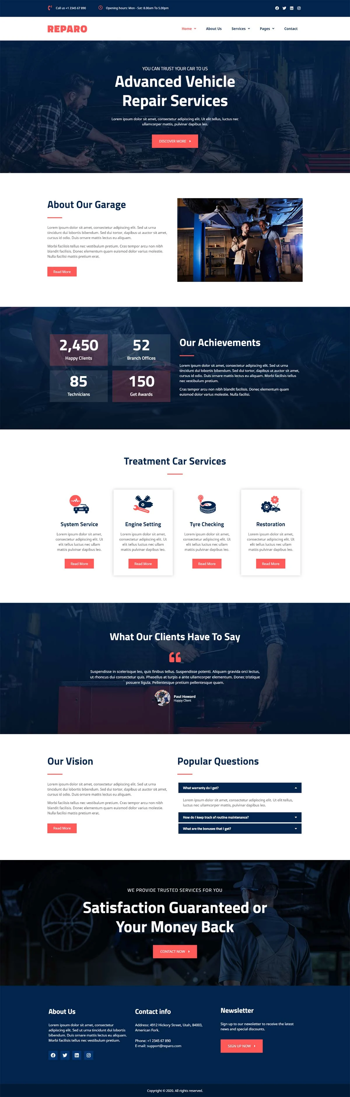 Reparo - 汽车服务 Elementor 模板套件-光子波动网 | 专业WordPress修复服务，全球范围，快速响应