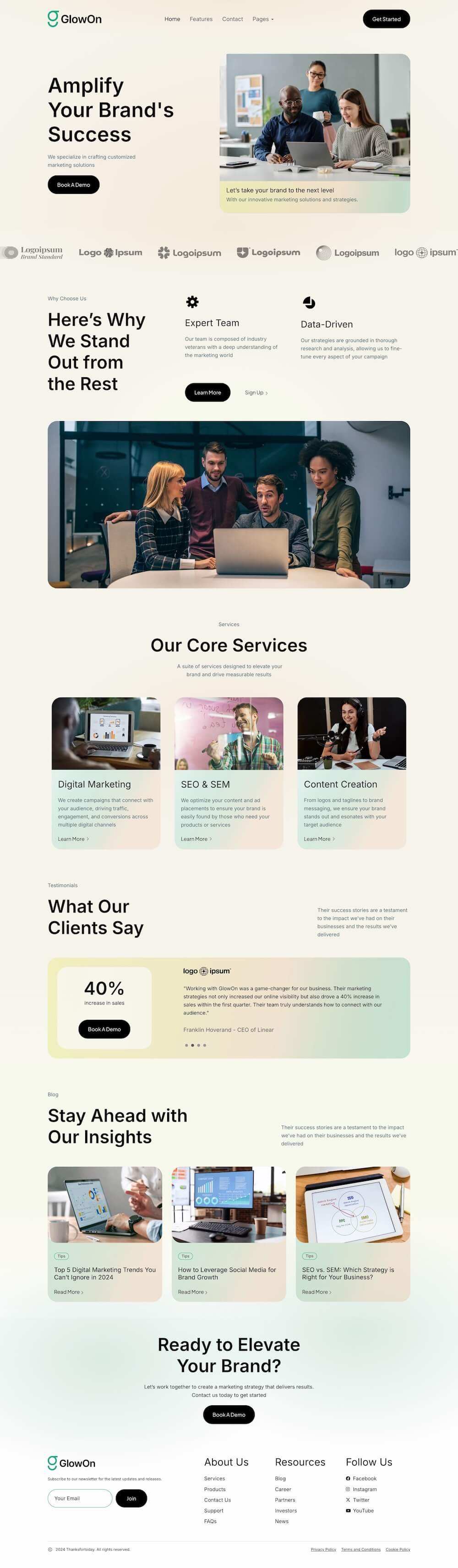 图片[1]-GlowOn – 数字营销机构现代 Elementor 模板套件-光子波动网 | 专业WordPress修复服务，全球范围，快速响应