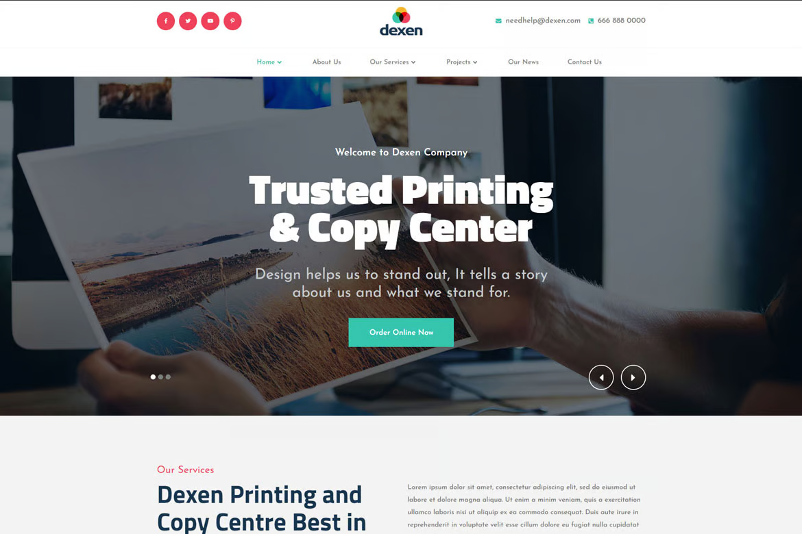 Imagen [2] - Dexen - Print & Copy Centre Elementor Template Pack - Photon Fluctuation Network | Servicio profesional de reparaciones de WordPress, alcance global, respuesta rápida