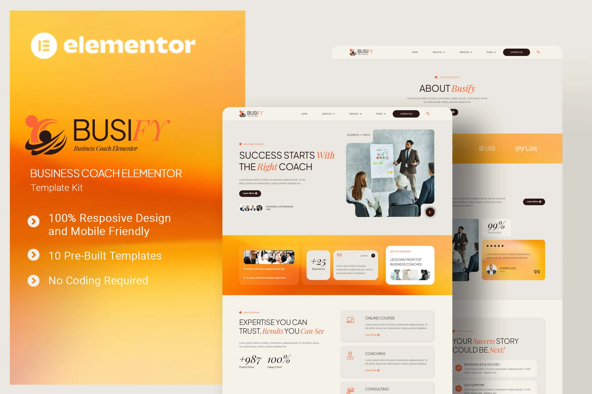Imagen [1] - Busify - Business Coach Elementor Template Suite - Photon Flux.com | Servicio profesional de reparación de WordPress, alcance global, respuesta rápida