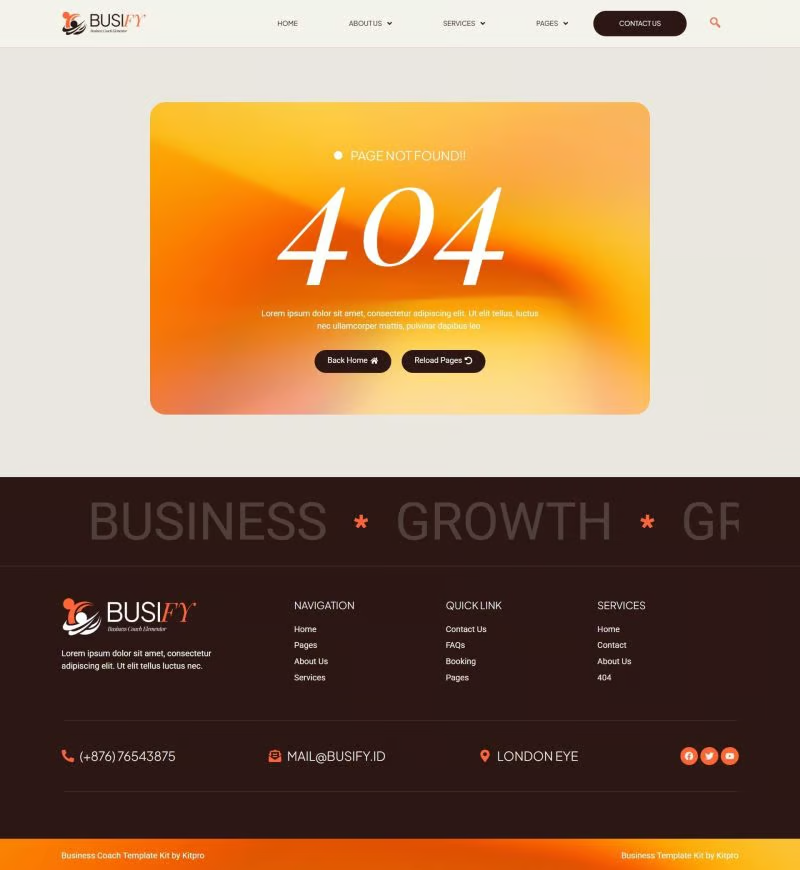 Imagen [3] - Busify - Business Coach Elementor Template Suite - Photon Flux.com | Servicio profesional de reparación de WordPress, alcance global, respuesta rápida