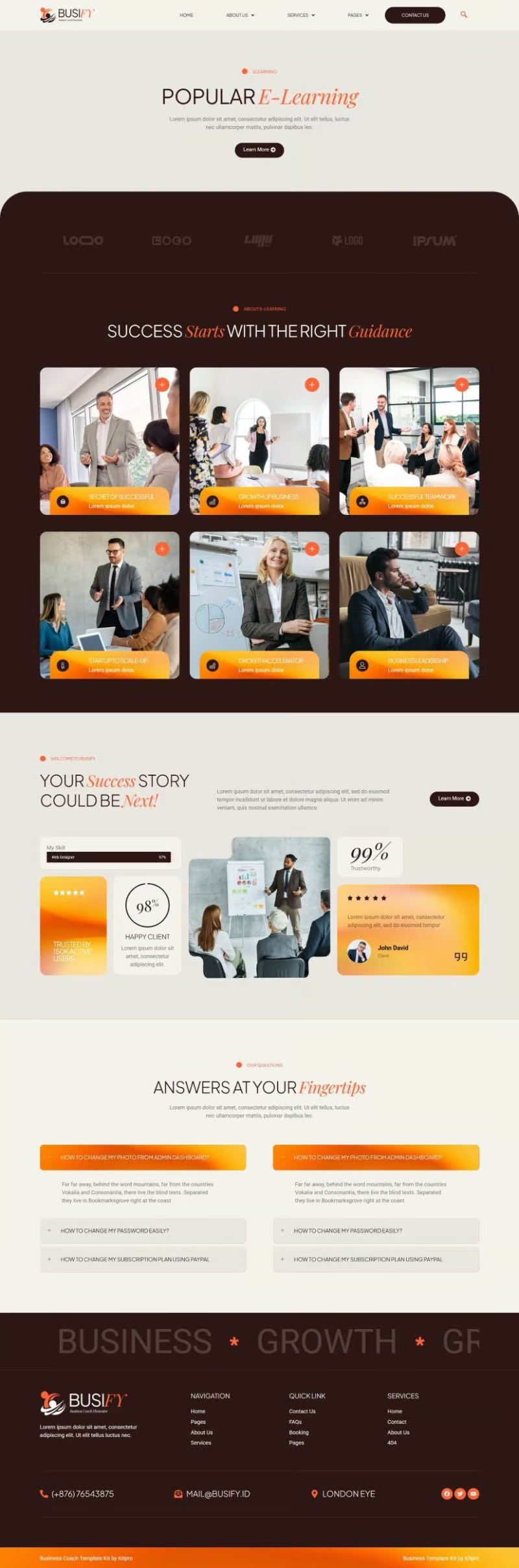 Imagen [2] - Busify - Business Coach Elementor Template Suite - Photon Flux.com | Servicio profesional de reparación de WordPress, alcance global, respuesta rápida