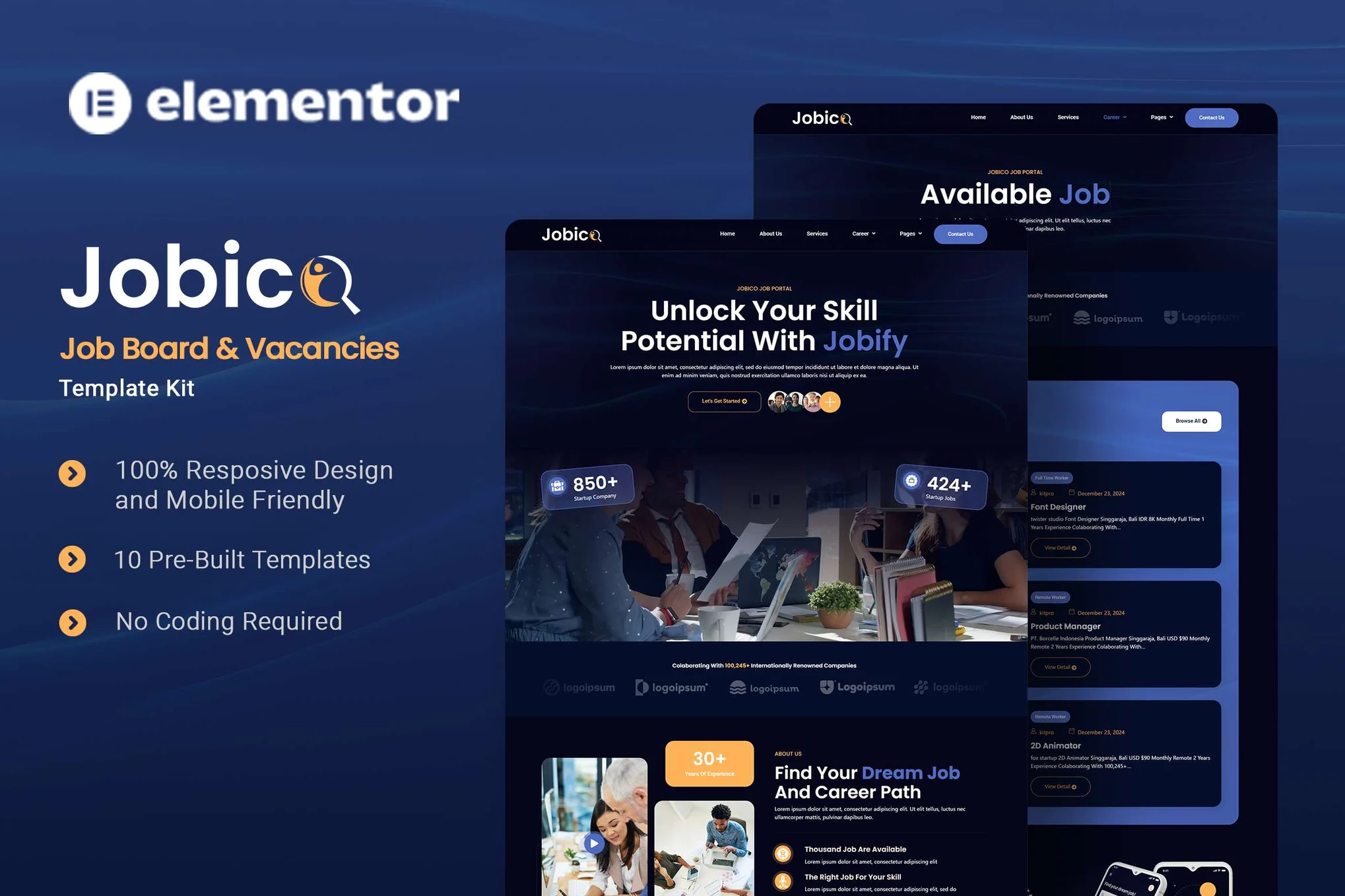 Jobico - 招聘与职位空缺 Elementor 模板包-光子波动网 | 专业WordPress修复服务,全球范围,快速响应