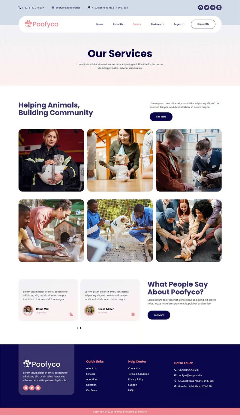 图片[1]-Poofyco – 宠物救援与动物庇护所 Elementor 模板套件-光子波动网 | 专业WordPress修复服务，全球范围，快速响应