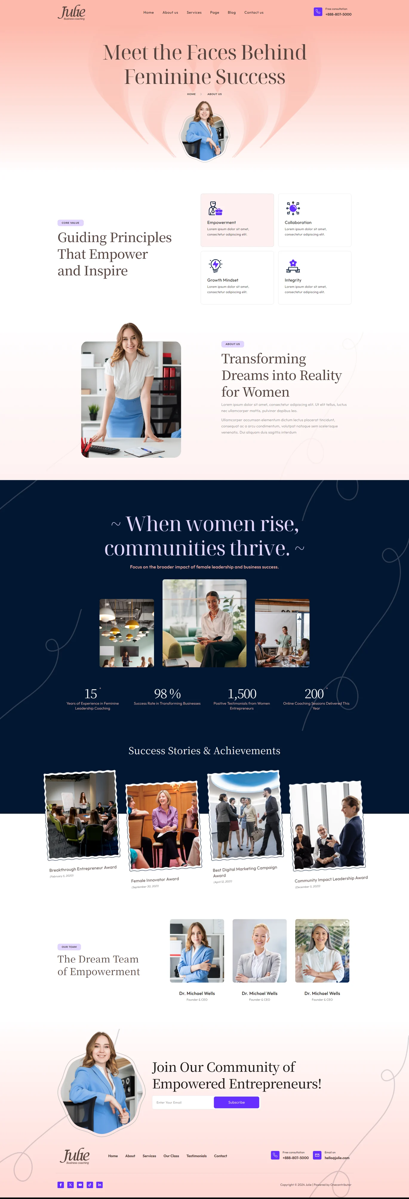 Imagen [2] - Julie - Women Business Coach Elementor Template Kit - Photon Flux.com | Servicio Profesional de Reparación de WordPress, Alcance Global, Respuesta Rápida