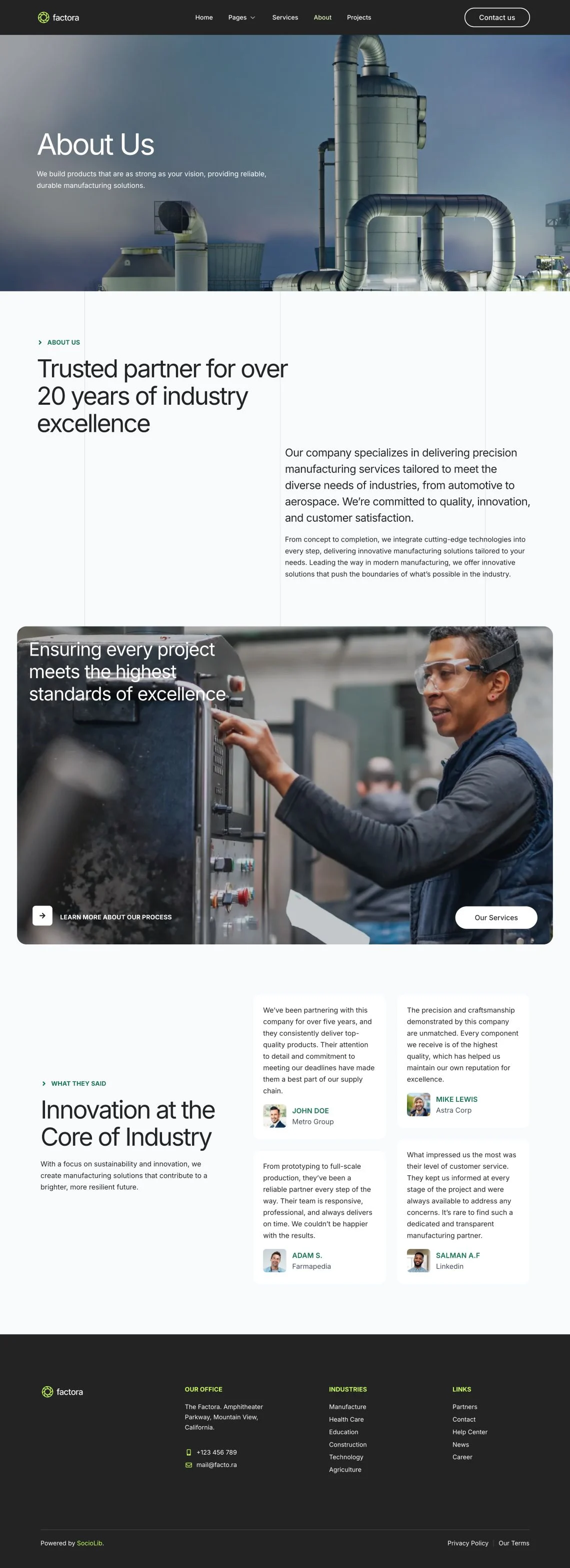 Image [1] - Factora - Industrial & Manufacturing Elementor Template Suite - Photon Flux | Service de réparation WordPress professionnel, portée mondiale, réponse rapide