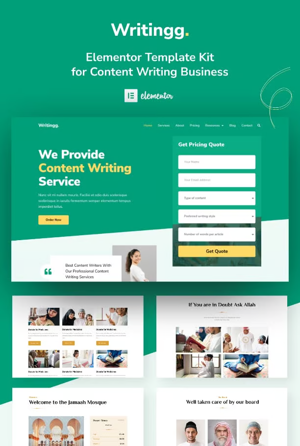 Writingg - 内容与文案服务 Elementor 模板套件-光子波动网 | 专业WordPress修复服务,全球范围,快速响应