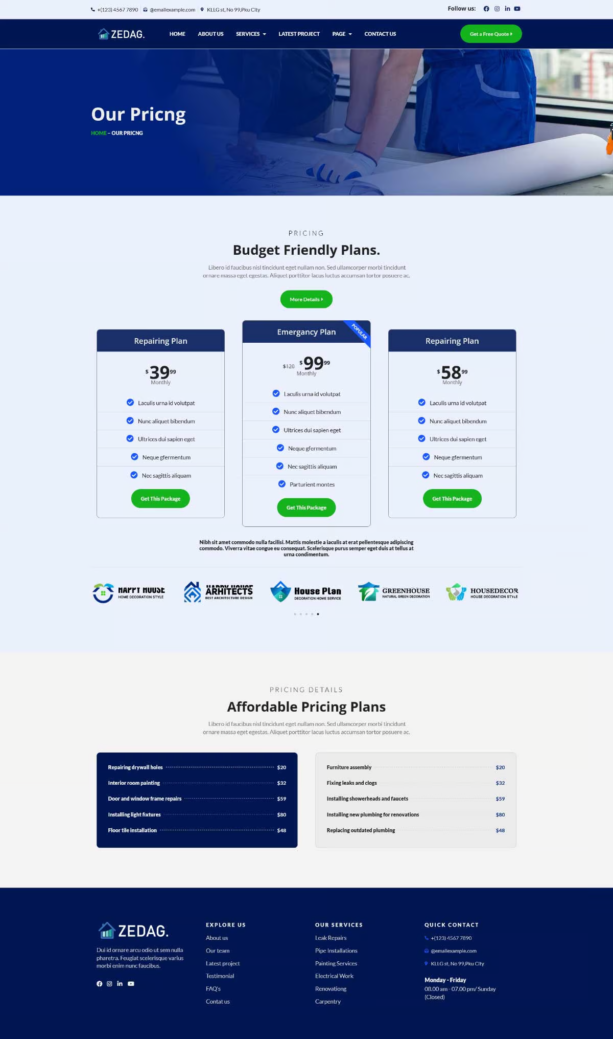 Imagen [2] - Zedag - Plumber & Handyman Services Elementor Pro Template Pack - Photon Fluctuation Network | Servicio Profesional de Reparaciones en WordPress, Alcance Global, Respuesta Rápida