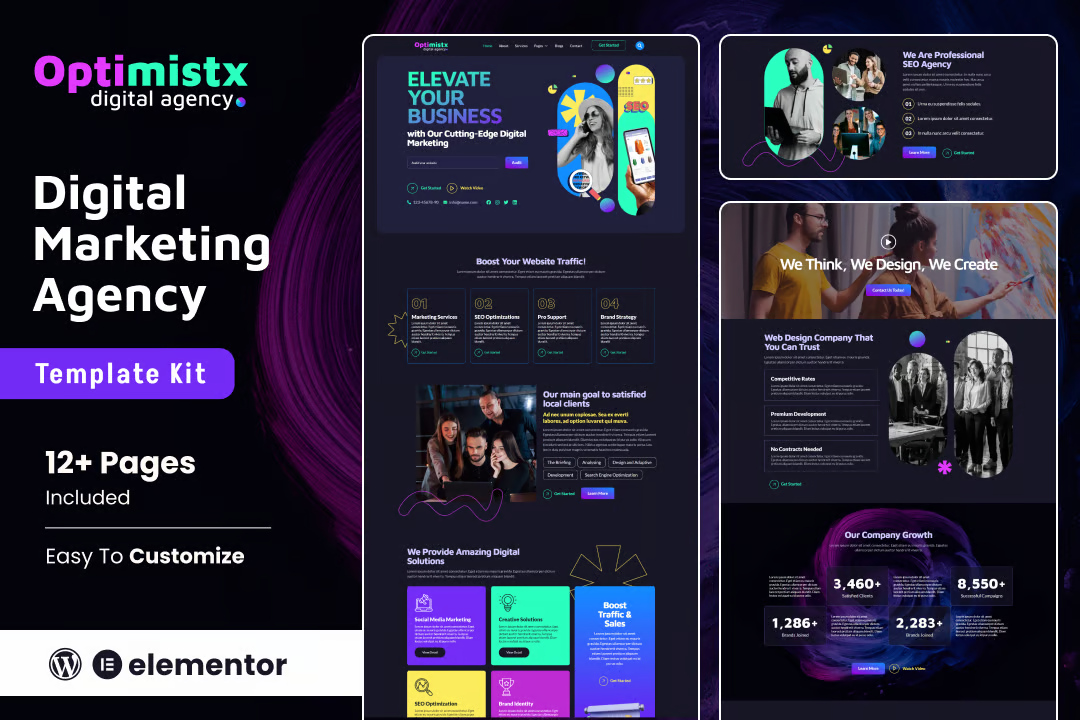 Optimistx - SEO & Digital Marketing Agency Elementor Template Pack - Photonflux.com | Professional WordPress Repair Service, Global Reach, Fast Response