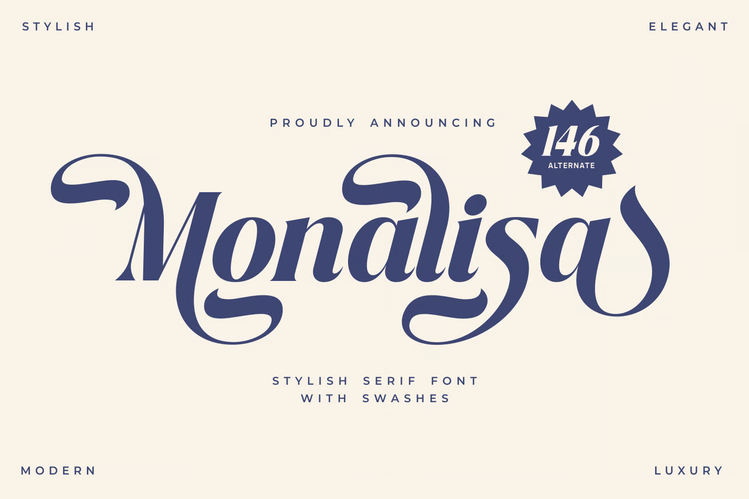 Monalisa - 带蝴蝶装饰线的衬线字体-光子波动网 | 专业WordPress修复服务，全球范围，快速响应