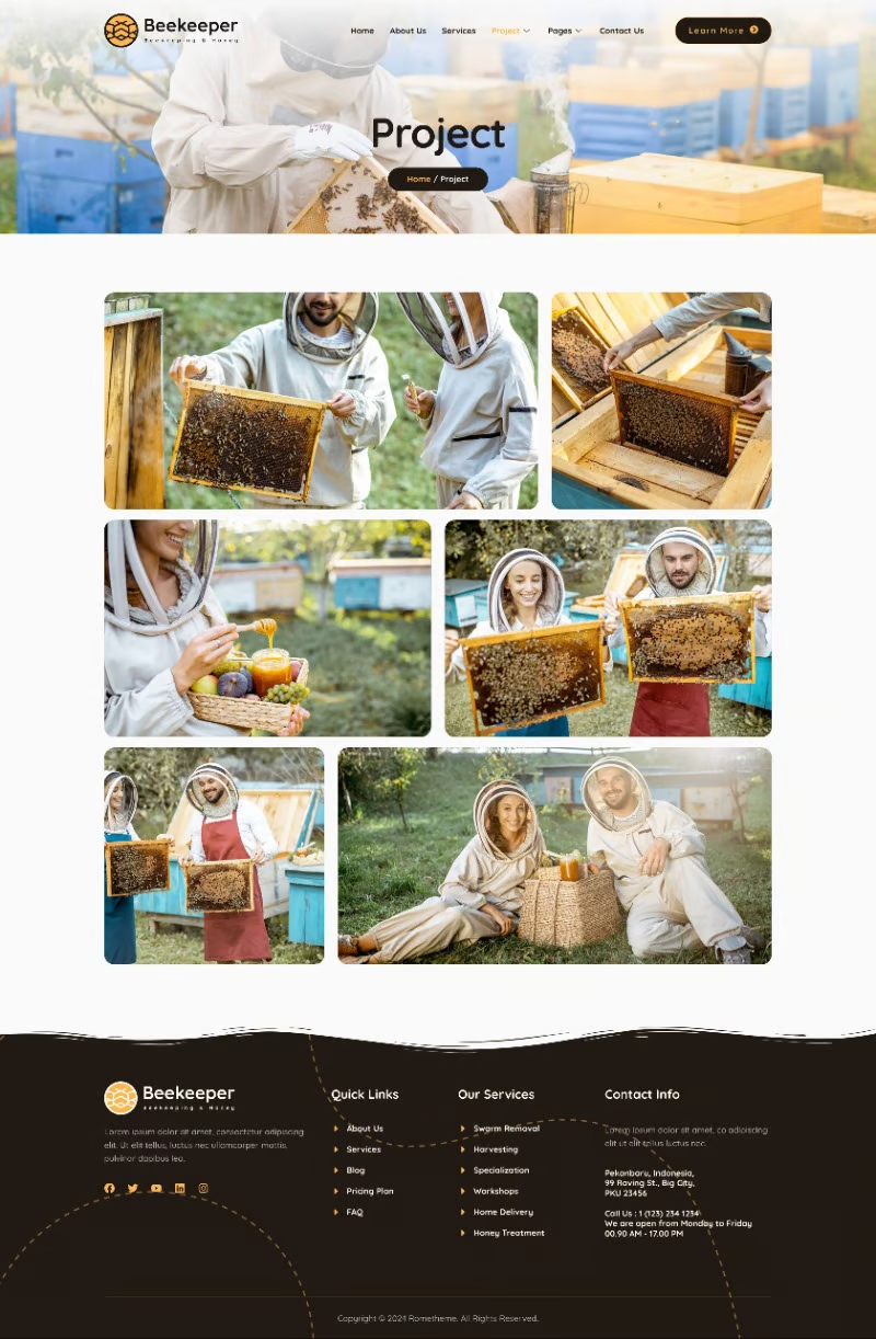 Image [3] - Beekeeper - Beekeeping & Honey Elementor Template Pack - Photon Flux Network | Service professionnel de réparation de WordPress, dans le monde entier, réponse rapide !