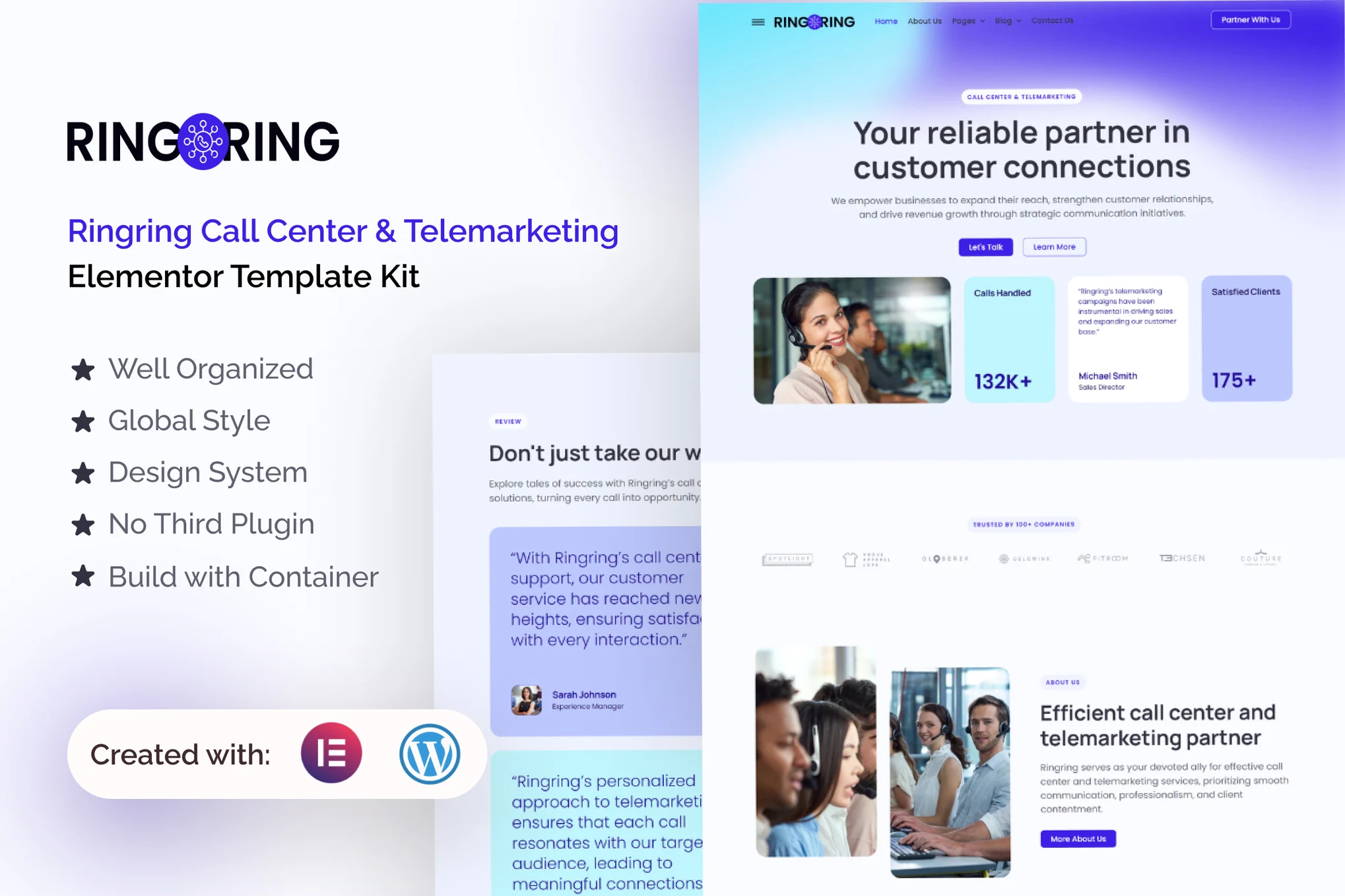 Ringring - Call Center & Telemarketing Elementor Pro Template Pack - Photonwave.com | Professional WordPress Repair Service, Global Reach, Fast Response