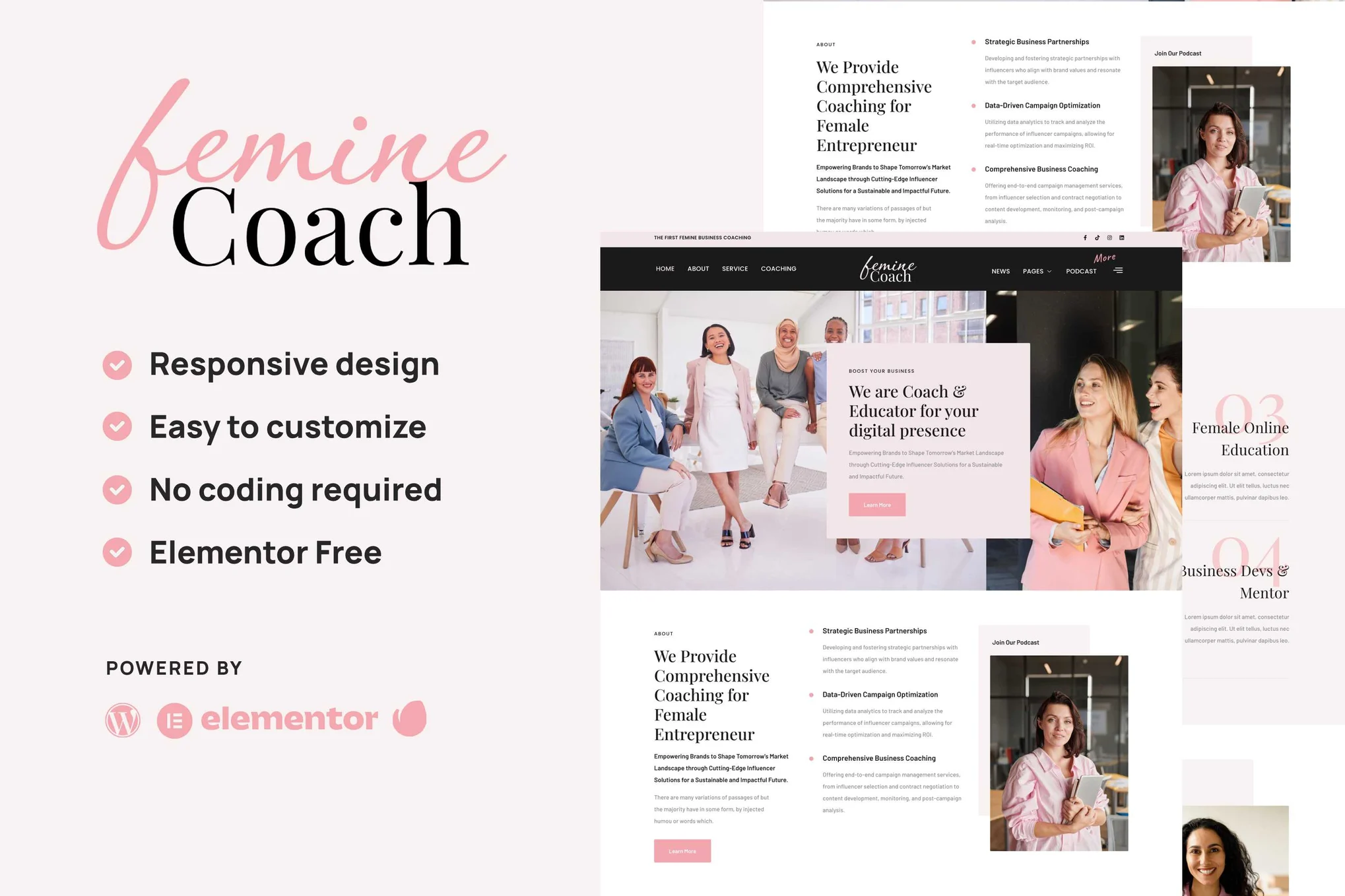 Femine - Women's Business Coach Elementor Template Pack - Photonflux.com | Professional WordPress Repair Service, Global Reach, Fast Response
